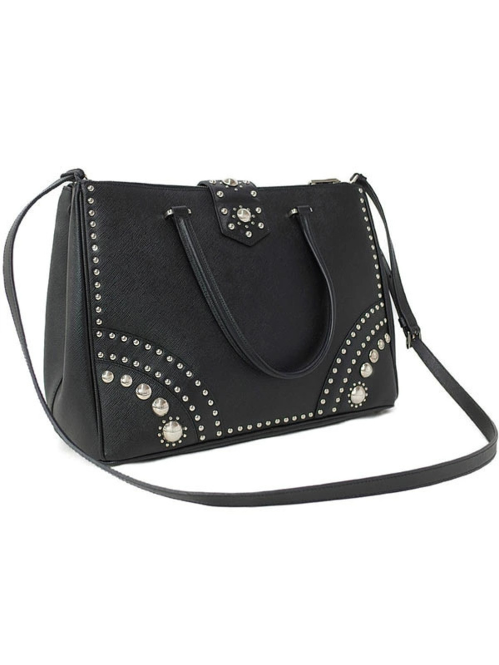 Prada Black Tote Shoulder Leather Saffiano 2Way Studded bag